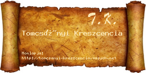 Tomcsányi Kreszcencia névjegykártya